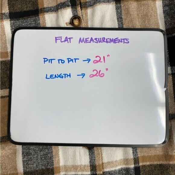 Women’s Tan Brown White Plaid Flannel Button Up Short Shacket S - Picture 6 of 14